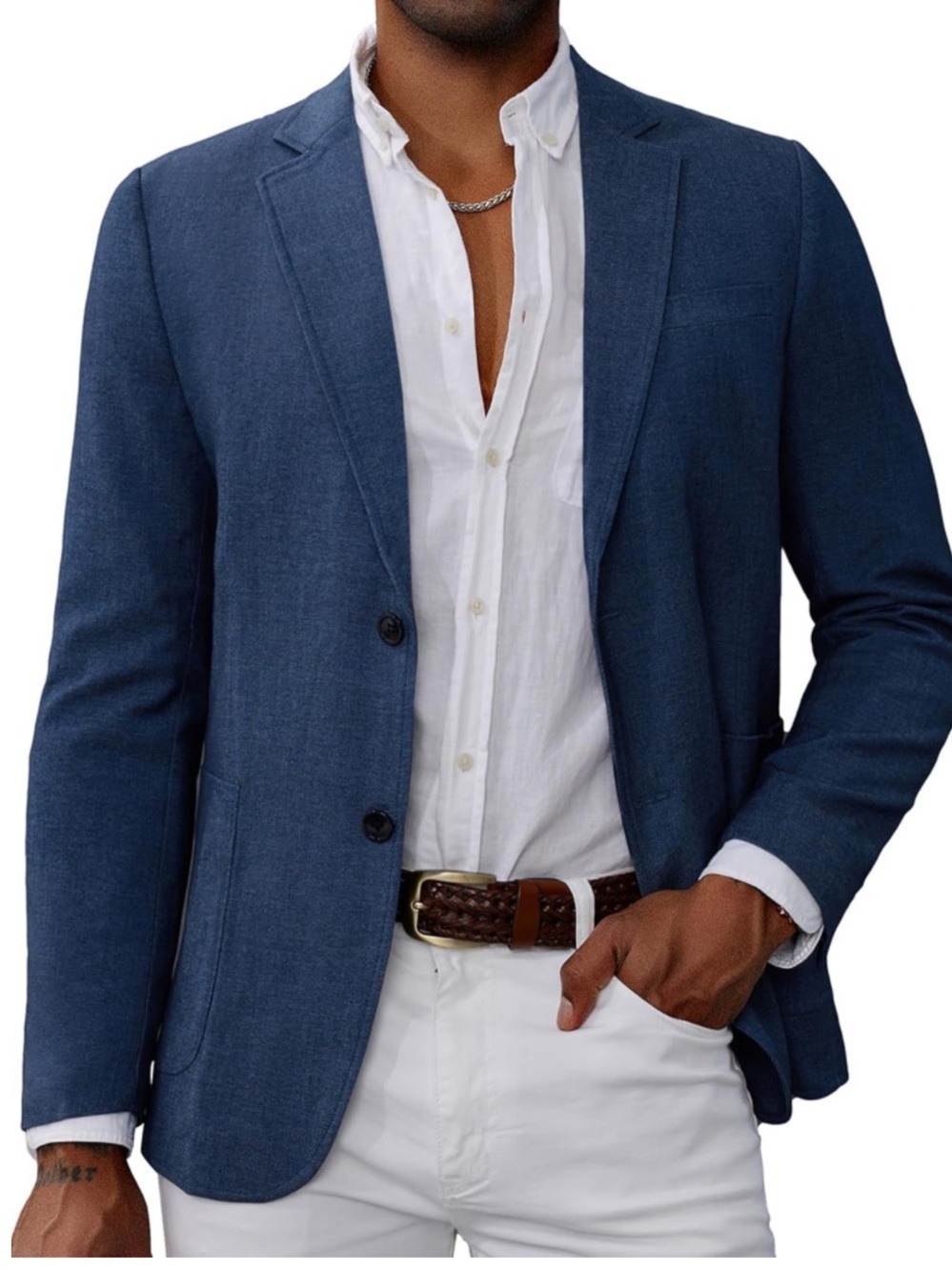 Men's Navy Blue Casual Blazer - Classic Two-Button Jacket Grace Karin NWT XL